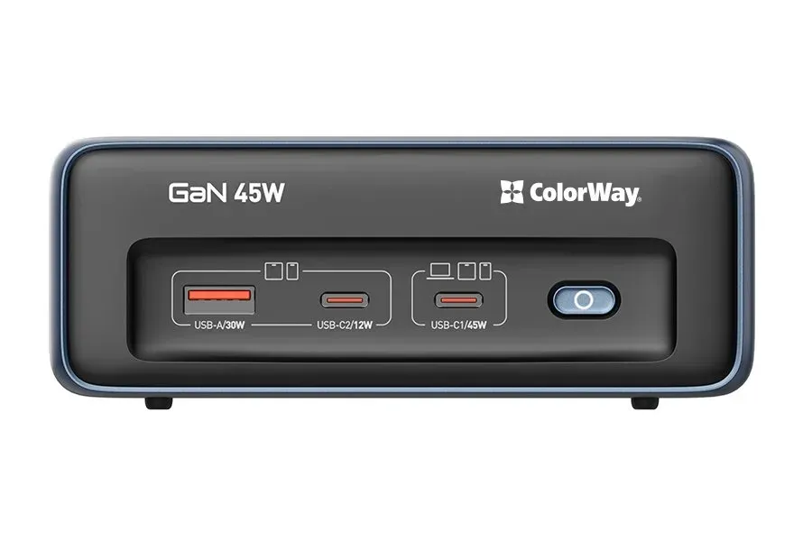 COLORWAY Prodlužovací napájecí přívod s přepěťovou ochranou/ 2x Schuko/ 2x USB-C 45W/ 1x USB-A/ kabel 2m