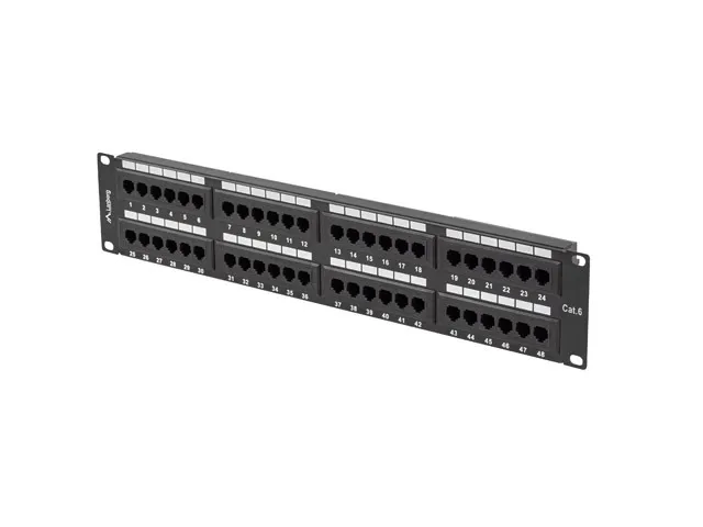 PATCH PANEL 48 PORTŮ 2U 19" CAT.6 UTP ČERNÝ LANBERG