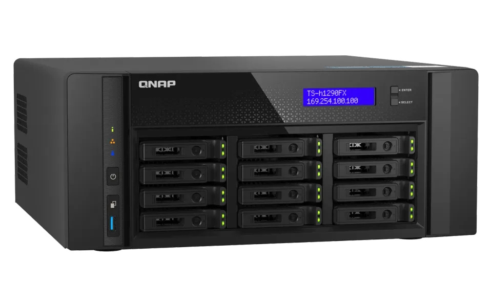 QNAP QAI-h1290FX-7302P-128G (AMD EPYC, 128GB ECC RAM, 12x 2,5" U.2, 2x M.2 NVMe, 2x 2,5Gb, 2x 25Gb)