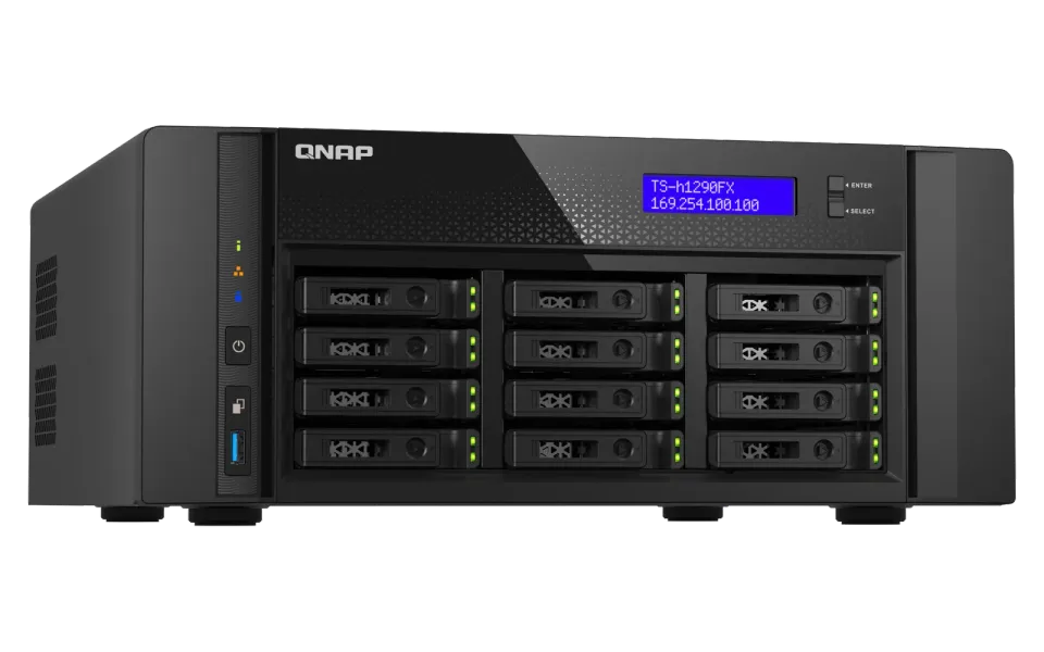 QNAP QAI-h1290FX-7302P-128G (AMD EPYC, 128GB ECC RAM, 12x 2,5" U.2, 2x M.2 NVMe, 2x 2,5Gb, 2x 25Gb)