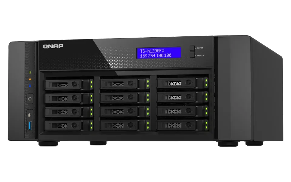 QNAP QAI-h1290FX-7302P-128G (AMD EPYC, 128GB ECC RAM, 12x 2,5" U.2, 2x M.2 NVMe, 2x 2,5Gb, 2x 25Gb)