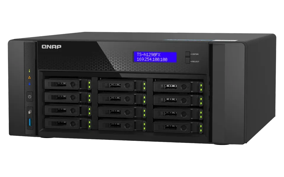 QNAP QAI-h1290FX-7302P-128G (AMD EPYC, 128GB ECC RAM, 12x 2,5" U.2, 2x M.2 NVMe, 2x 2,5Gb, 2x 25Gb)