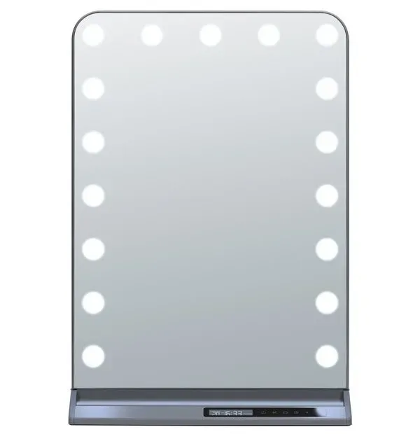 IMMAX LED zrcadlo HOLLYWOOD Make-up/ CCT/ LCD display/ USB C/A výstupy/ šedé