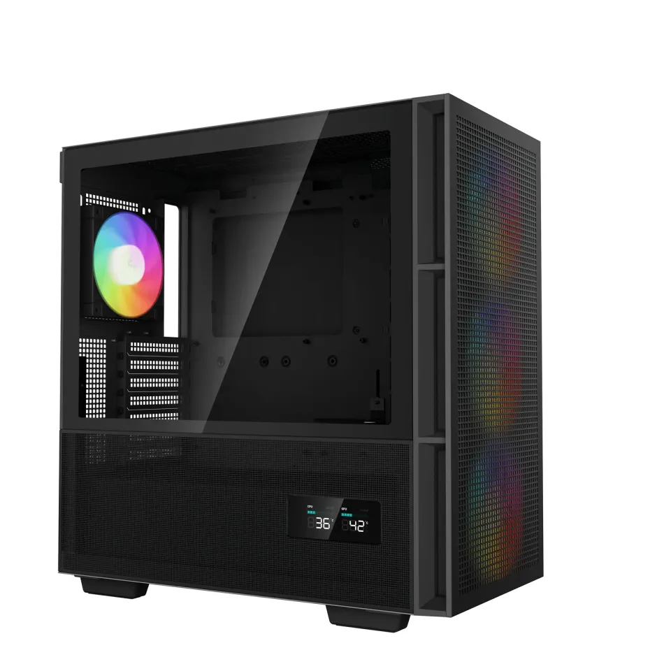 DEEPCOOL skříň CH560 Digital / MidT/ 3x140 a 120mm ARGB fan / USB 3.0 / USB-C/ tvrzené sklo / digitální displej / černá