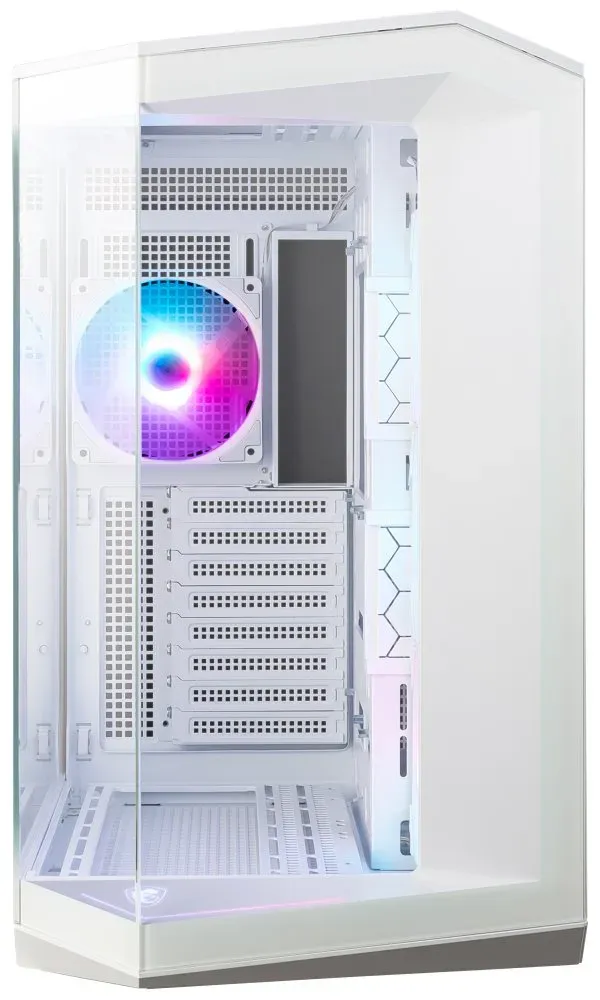 MSI skříň MAG PANO 100R PZ White/ bez zdroje/ levé a přední sklo/ 4x 120 mm A-RGB fan/ 1x USB-C/ 1x USB3.2/ b...