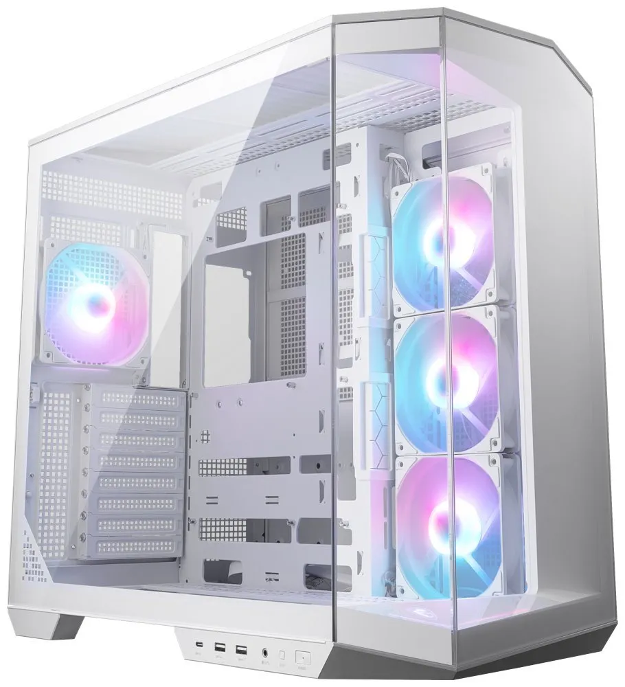 MSI skříň MAG PANO 100R PZ White/ bez zdroje/ levé a přední sklo/ 4x 120 mm A-RGB fan/ 1x USB-C/ 1x USB3.2/ b...