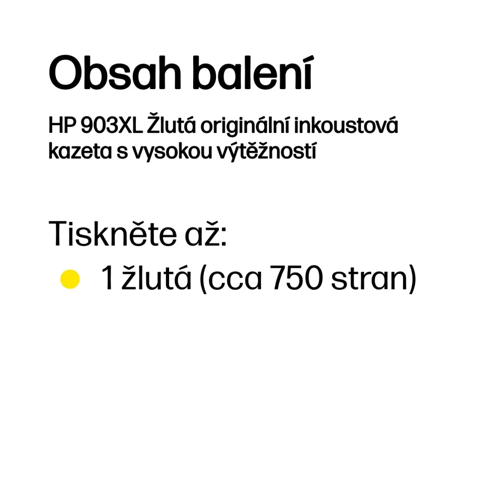 HP T6M11AE náplň č.903XL žlutá velká cca 750 stran (pro HP OfficeJet Pro 6950, 6960, 6970