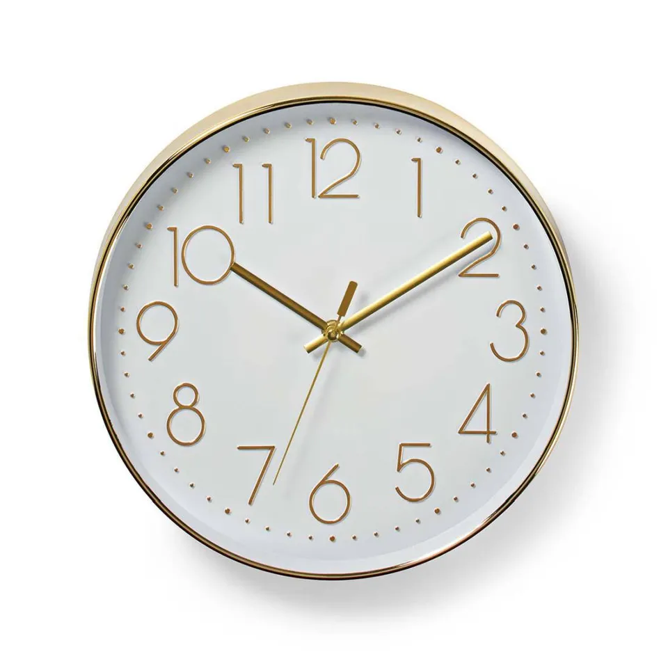 Nedis CLWA015PC30GD - Kulaté Nástěnné Hodiny | Průměr 30 cm | Dobře Čitelné Čísl