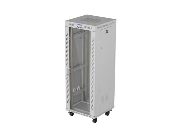 INSTALAČNÍ STOJAN 19" 32U 600X600 ŠEDÉ SKLENĚNÉ DVEŘE LCD LANBERG (FLAT PACK) V2