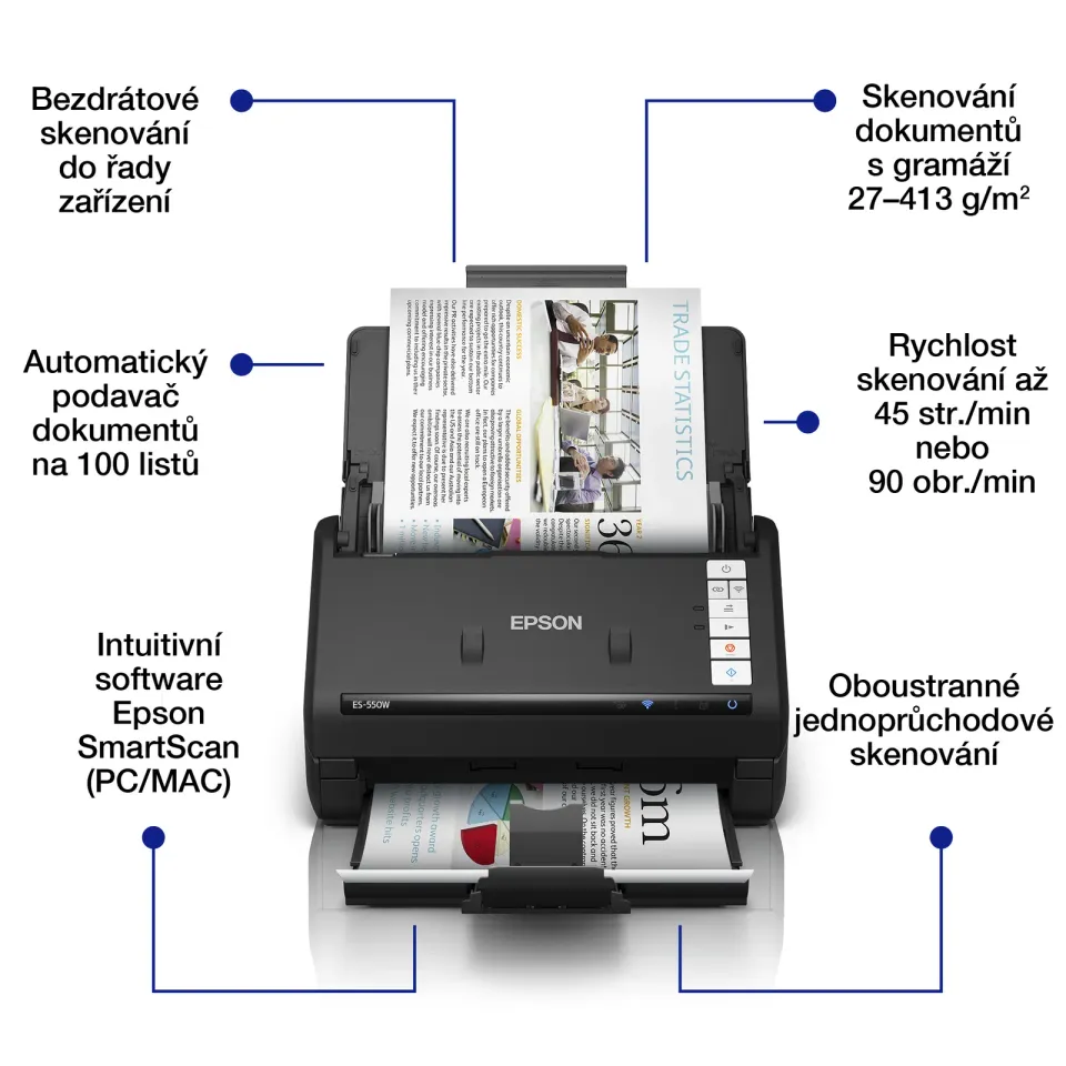 EPSON skener WorkForce ES-550W, A4, USB, Wi-Fi