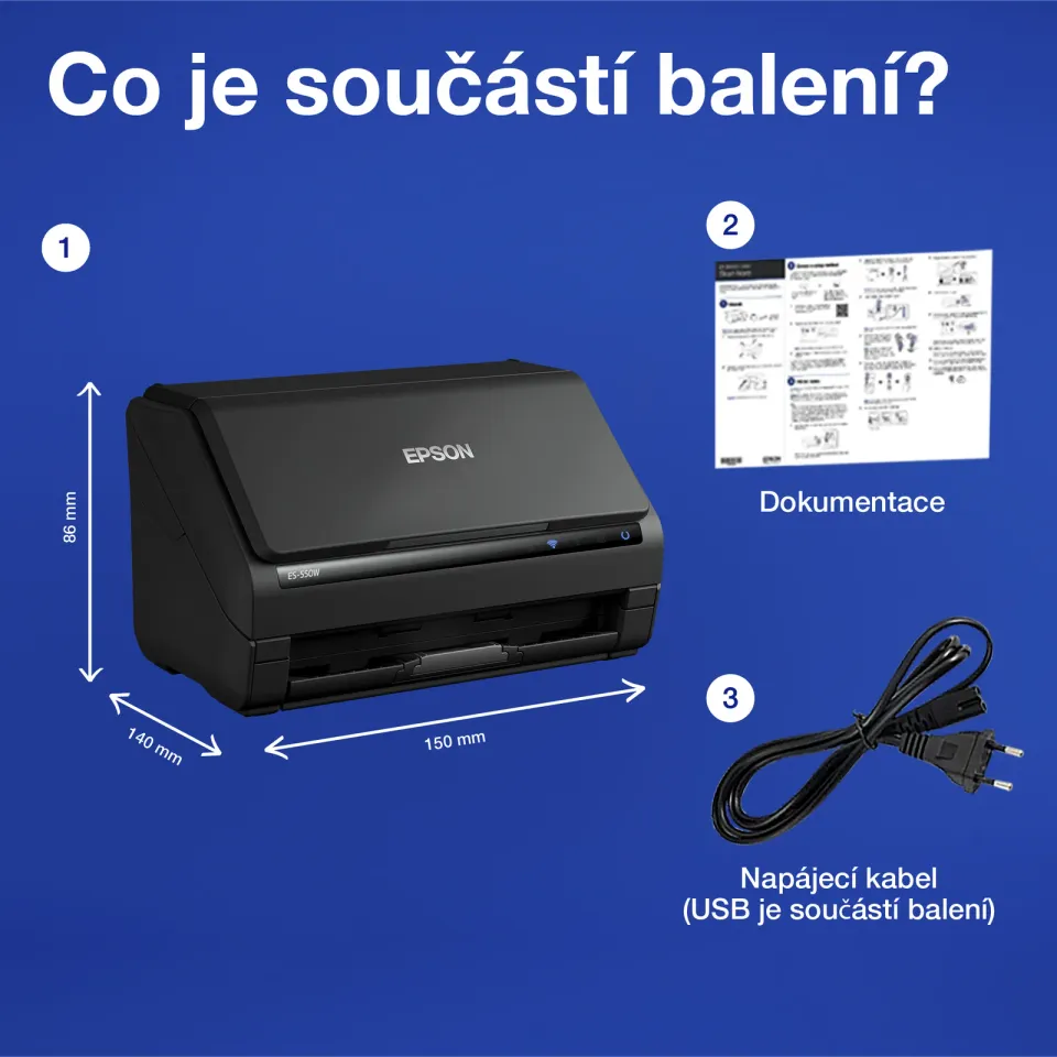 EPSON skener WorkForce ES-550W, A4, USB, Wi-Fi