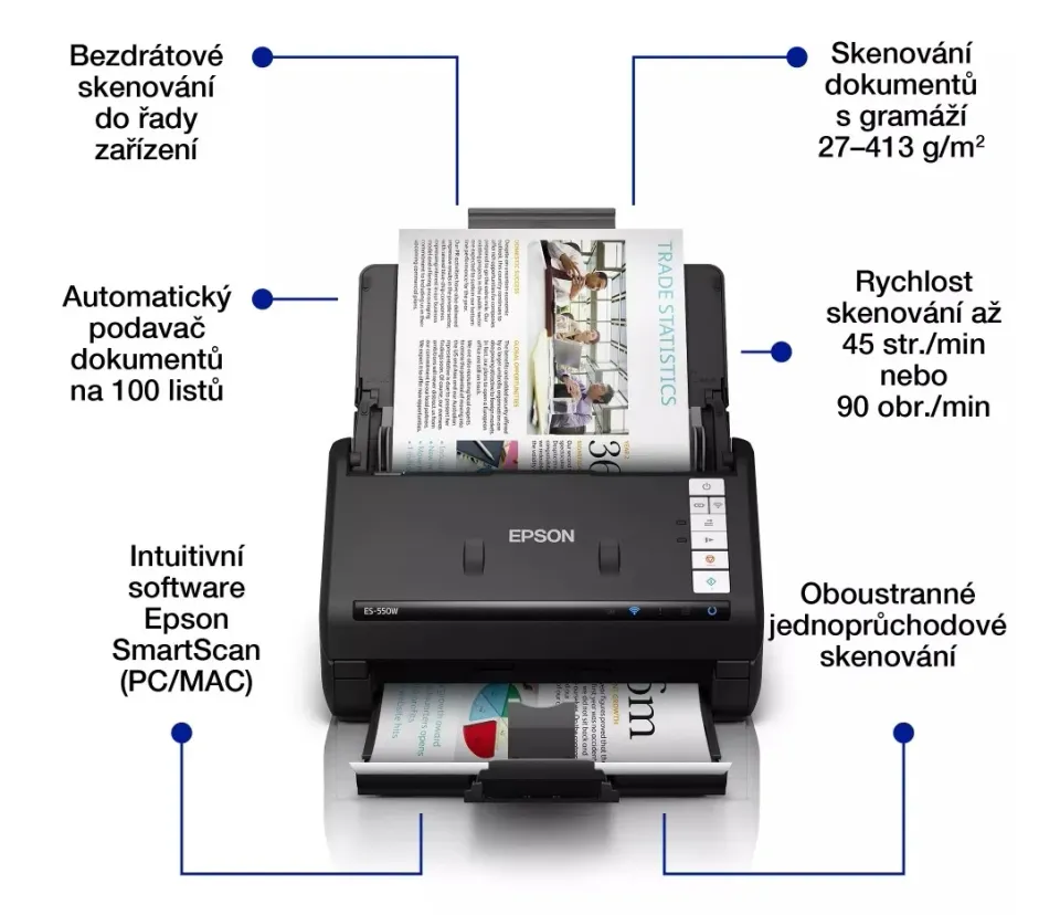 EPSON skener WorkForce ES-550W, A4, USB, Wi-Fi