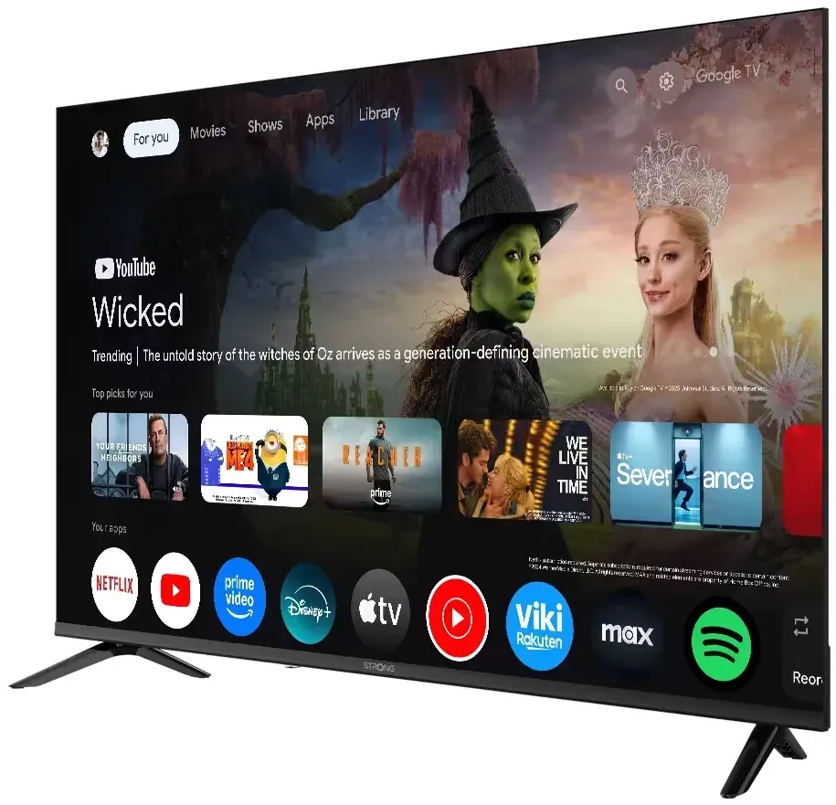 STRONG SMART LED TV 55"/ SRT55UH7773/ UHD/ 3840x2160/ DVB-T2/C/S2/ H.265/HEVC/ 4xHDMI/ 2xUSB/ Wi-Fi/ LAN/ G/ ANDROID 14