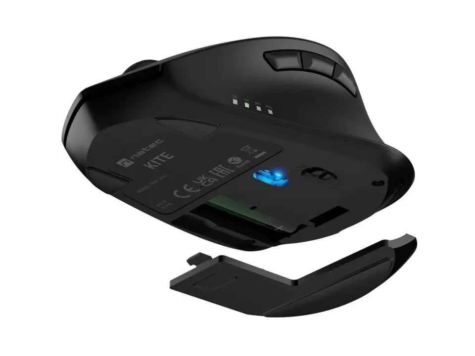 Myš bezdrátová Natec KITE/Kancelářská/Blue Sense/Pro praváky/4 000 DPI/USB+BT/Černá