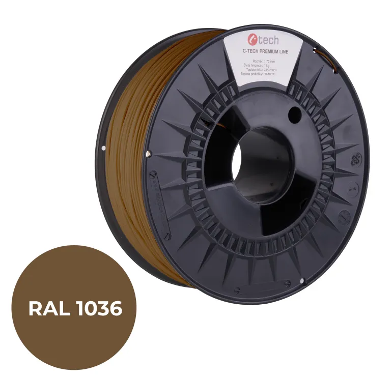 C-TECH tisková struna PREMIUM LINE ( filament ) , PETG,perleťová zlatá, RAL1036,