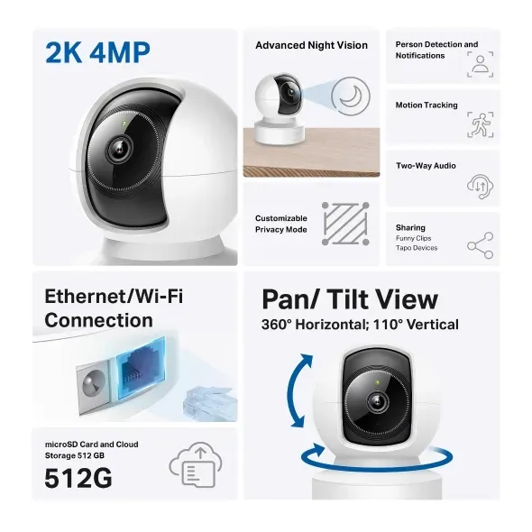 TP-Link Tapo C222 domácí bezpečnostní otočná Wi-Fi kamera