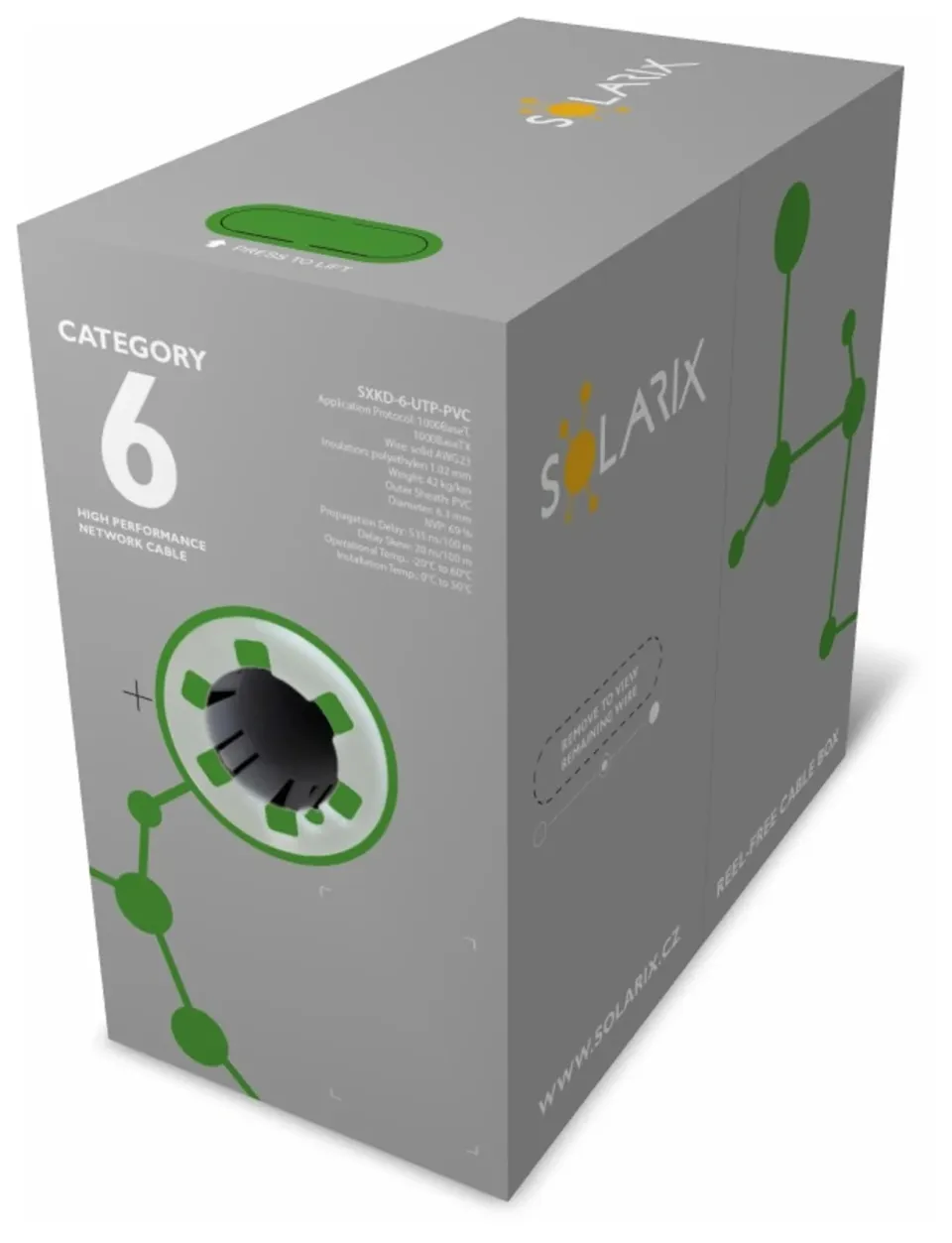 Instalační kabel Solarix CAT6 UTP PVC Eca 305m/box SXKD-6-UTP-PVC