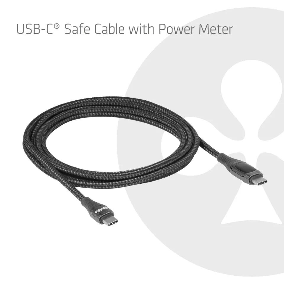 Club3D Kabel USB-C Safe s měřičem výkonu, 240 W, bez přenosu dat, 2m