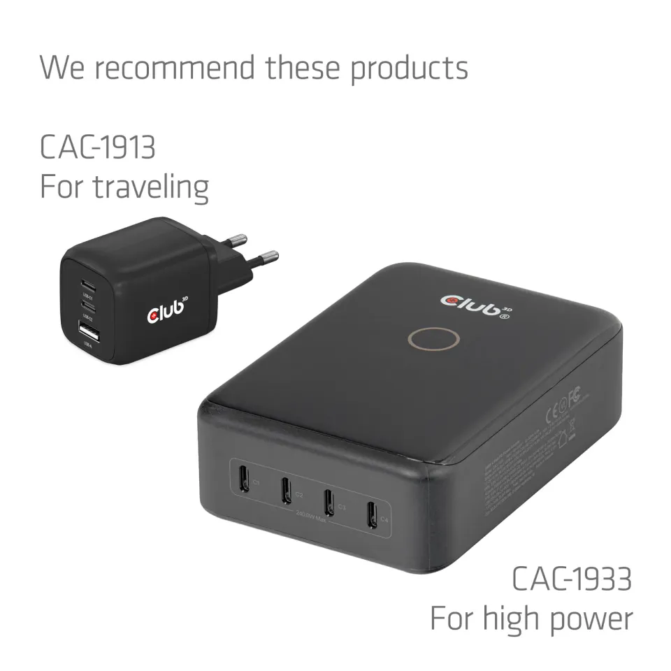 Club3D Kabel USB-C Safe s měřičem výkonu, 240 W, bez přenosu dat, 2m