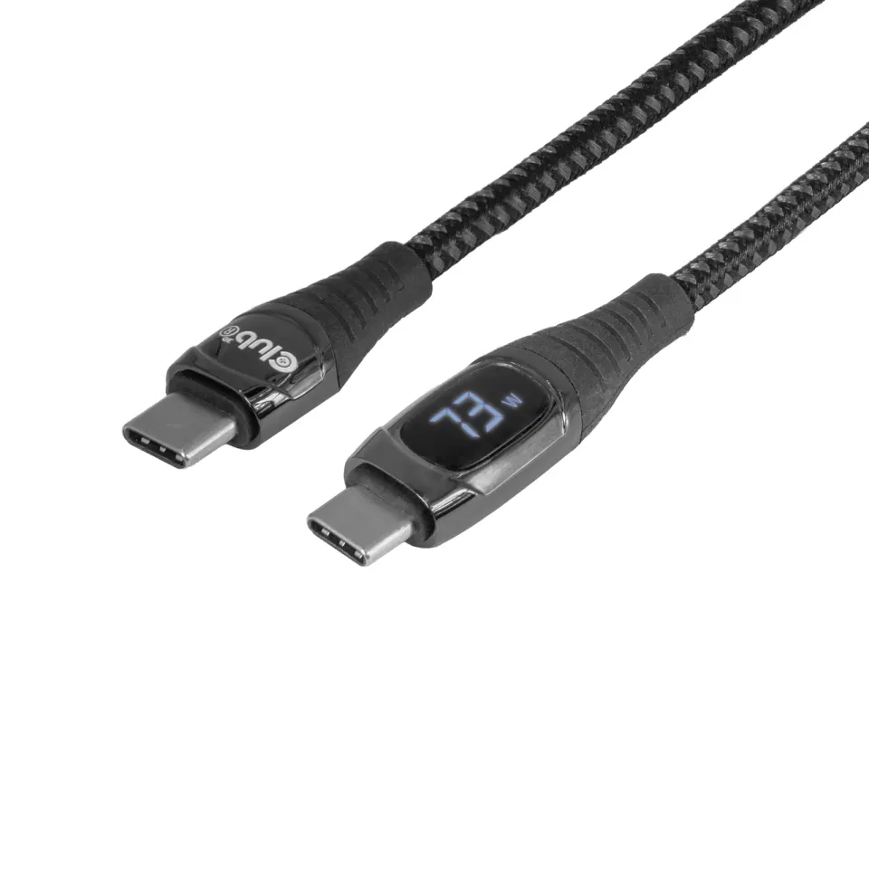 Club3D Kabel USB-C Safe s měřičem výkonu, 240 W, bez přenosu dat, 2m
