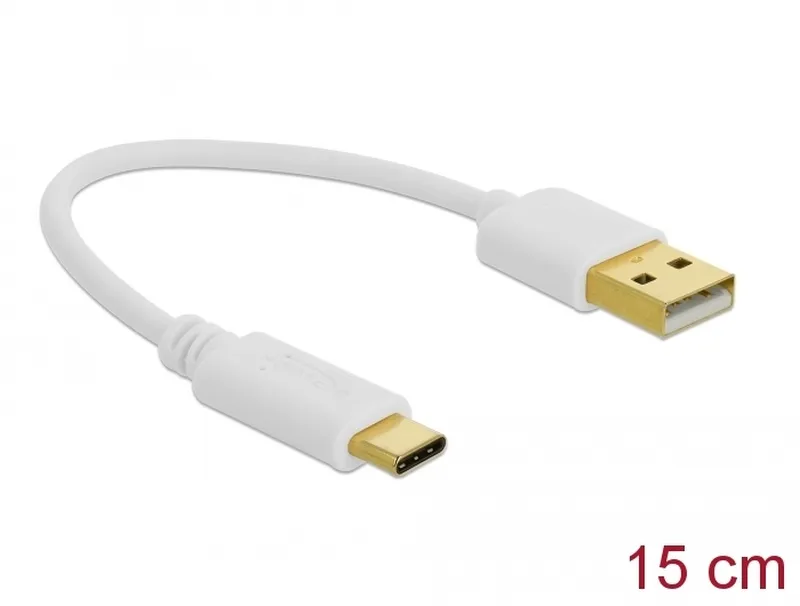 Delock Nabíjecí kabel USB Typu-A na USB Type-C, délky 15 cm