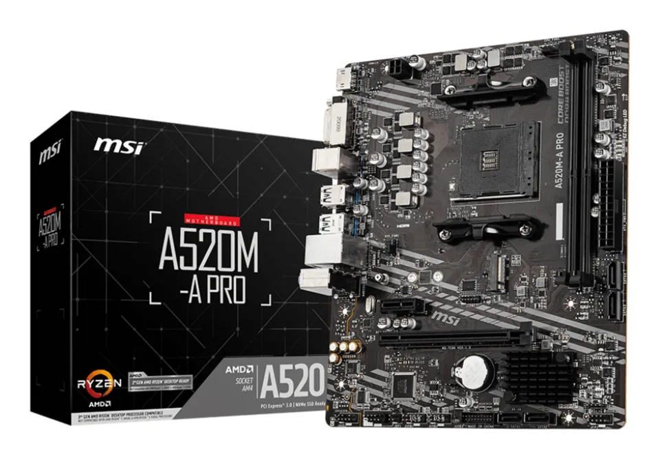 MSI A520M-A PRO, AM4, AMD A520, 2x DDR4, mATX