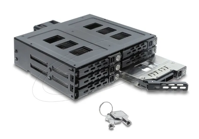 Delock Mobilní rámeček rozměru 5.25” pro 6 x 2.5” HDD / SSD SATA nebo SAS, se zá