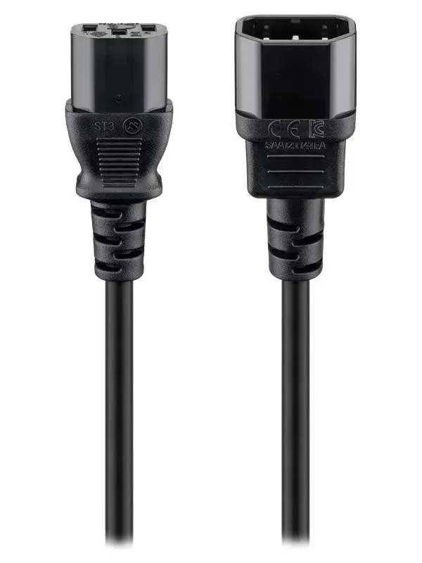 PremiumCord prodlužovací kabel napájení 240V, délka 1m IEC C13/C14
