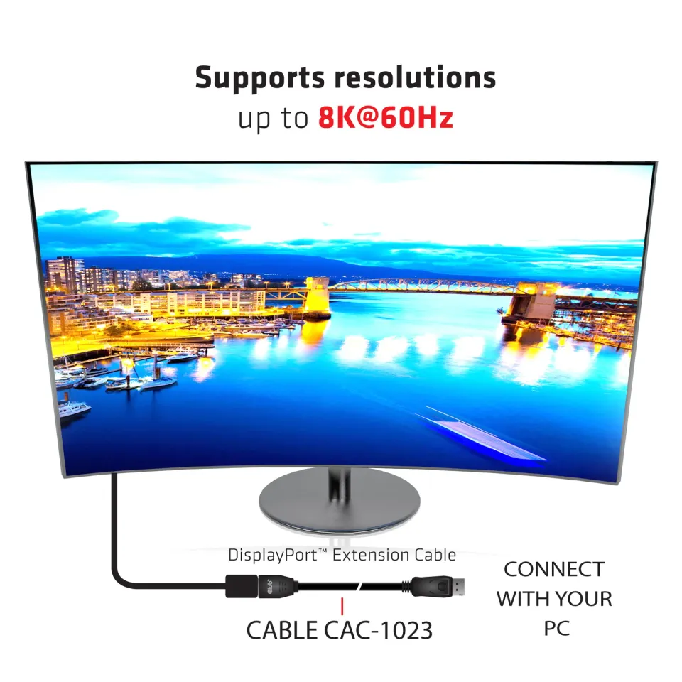 Club3D Kabel prodlužovací DisplayPort 1.4 8K 60Hz DSC 1.2 HBR3 HDR Bidirectional (M/F), 3m