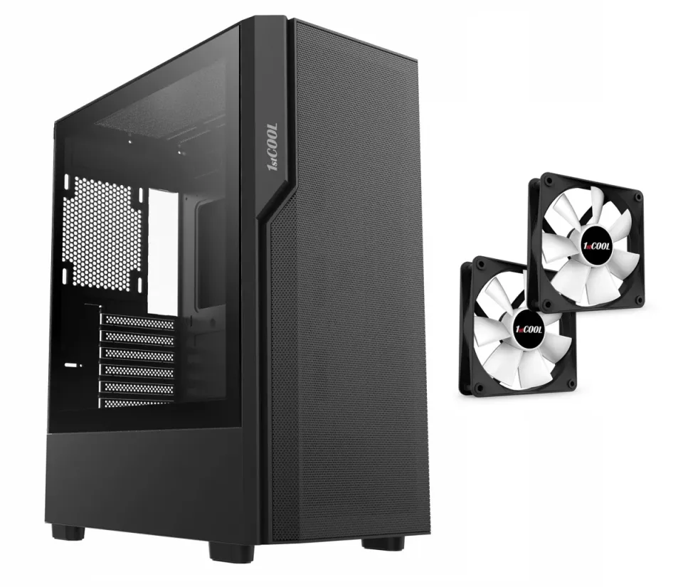1stCOOL Middle Tower GAMER 5, ATX black černý, bez zdroje, fulltower ATX (USB3+ Audio) (PC case)