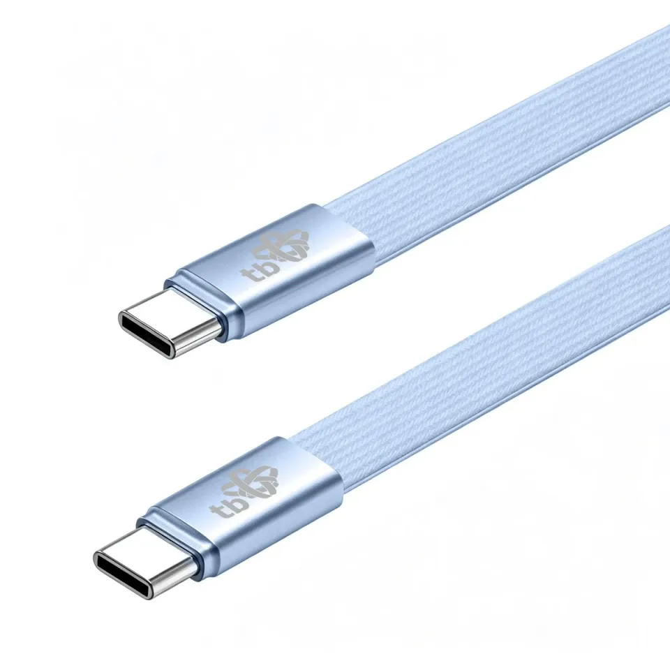 TB plochý kabel USB-C na USB-C, 1m, modrý
