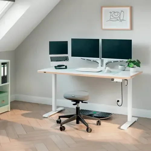 Leitz Výškově nastavitelný elektrický ergonomický stůl Ergo bílý 140x80 cm (desk