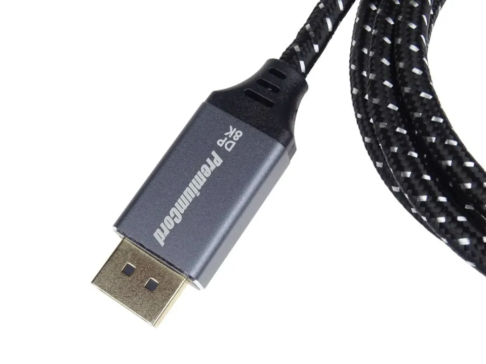 PremiumCord DisplayPort 1.4 přípojný kabel, kovové a zlacené konektory, 1m