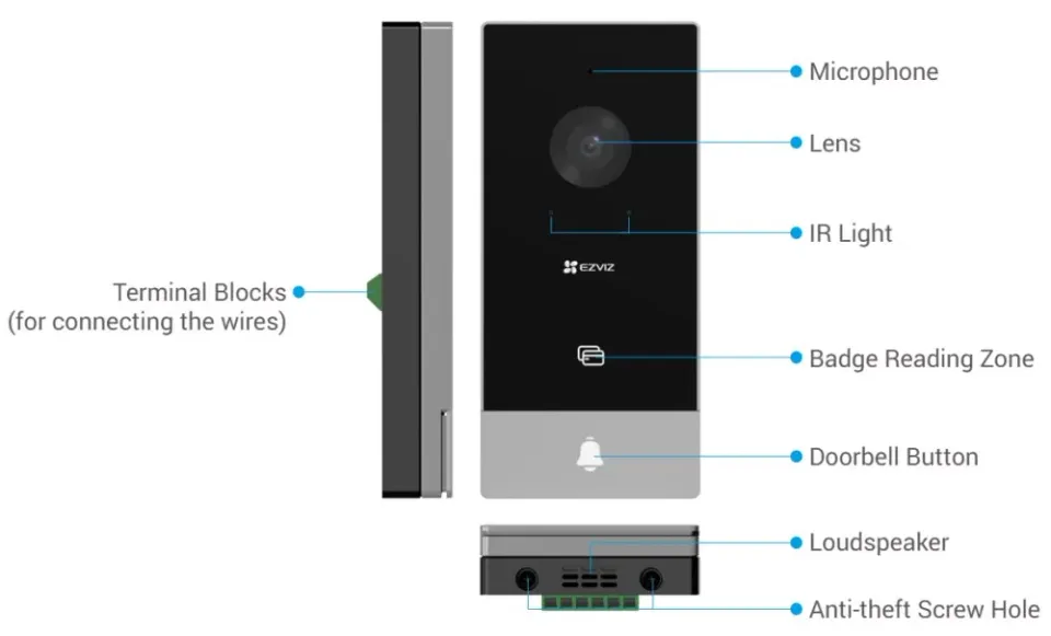 EZVIZ chytrý domácí interkom HP5/ Wi-Fi/ 2K/ 7" dotykový monitor/ videotelefon/ bezdrátový zvonek/ IP65/ černo-stříbrný