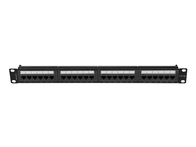 LANBERG PATCH PANEL 24 PORTŮ 1U 19" CAT.6A UTP ČERNÝ