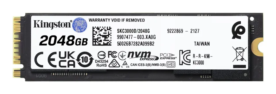 KINGSTON KC3000 SSD NVMe M.2 2TB PCIe (čtení max. 7000MB/s, zápis max. 7000MB/s)