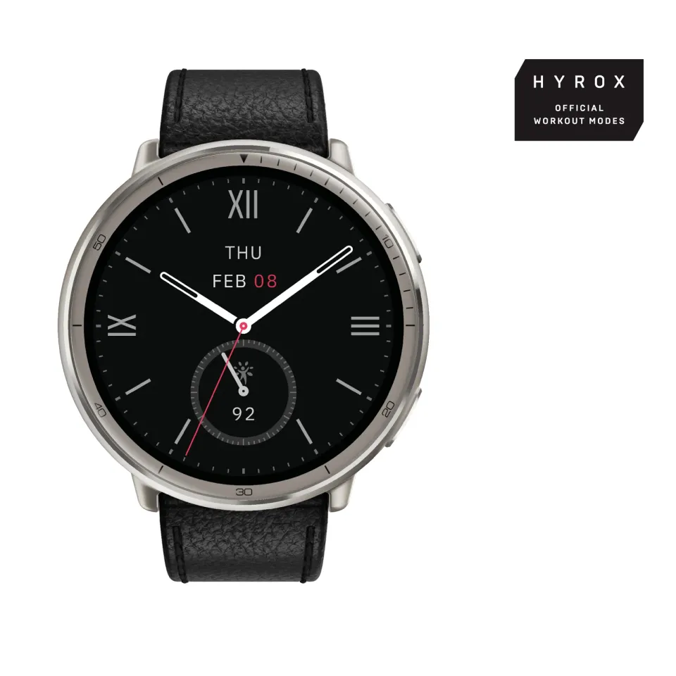 Amazfit Active 2 Round NFC/Silver/Elegant Band/Black Leather