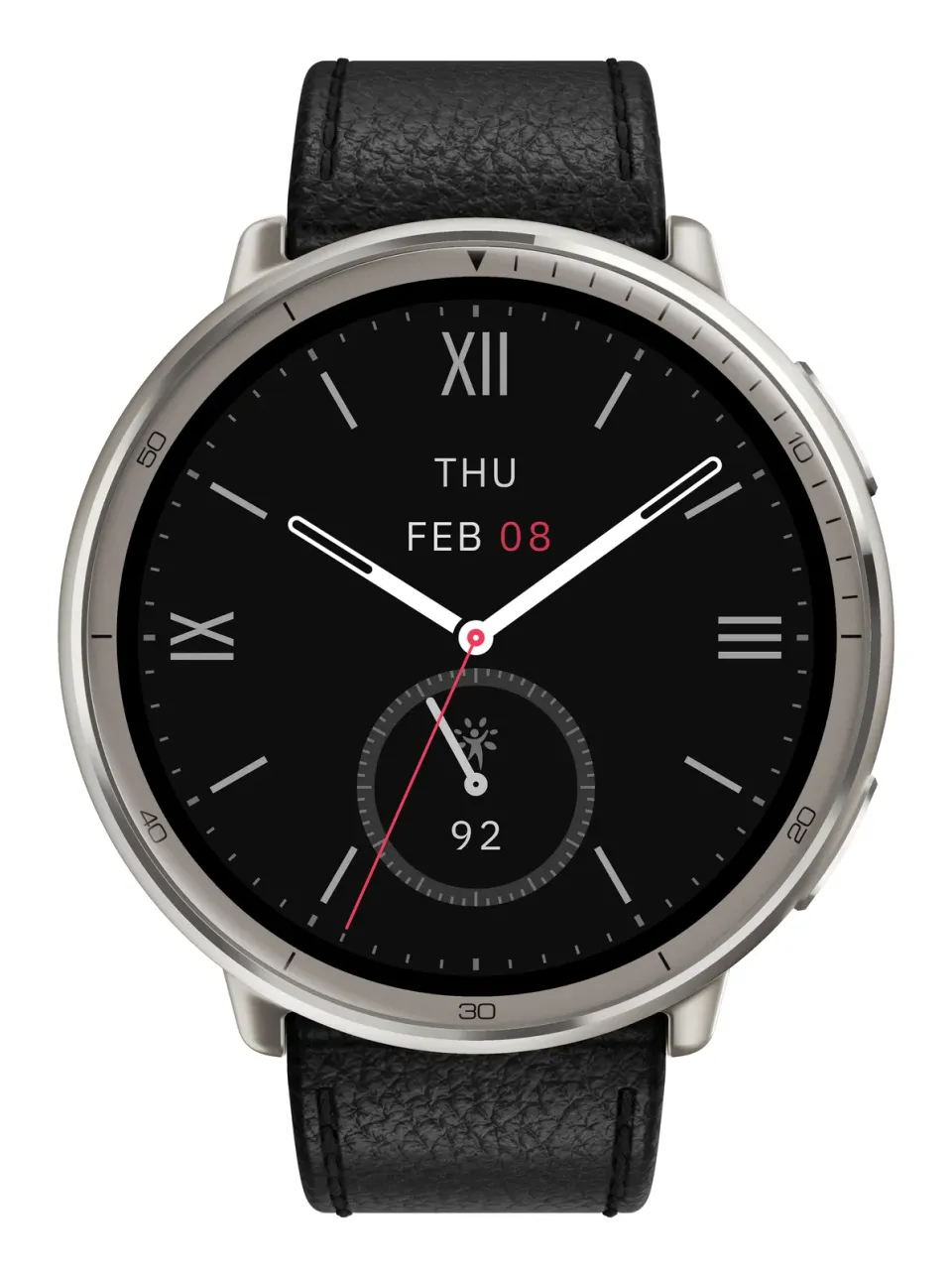 Amazfit Active 2 Round NFC/Silver/Elegant Band/Black Leather