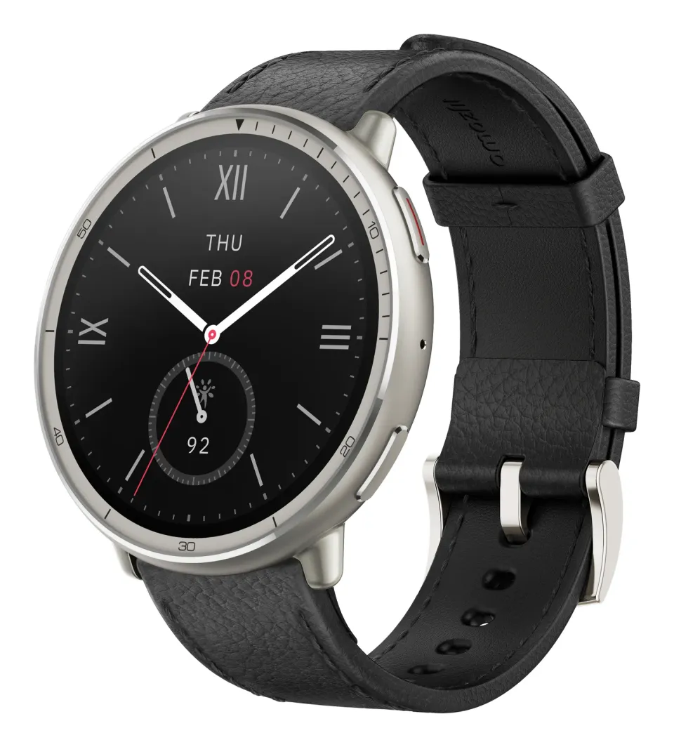 Amazfit Active 2 Round NFC/Silver/Elegant Band/Black Leather