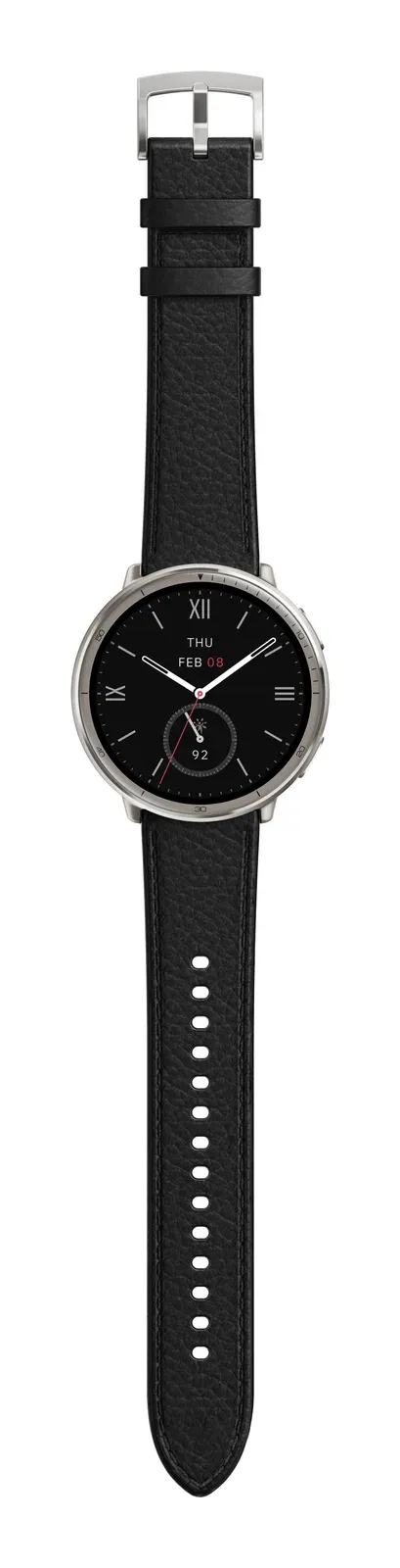 Amazfit Active 2 Round NFC/Silver/Elegant Band/Black Leather