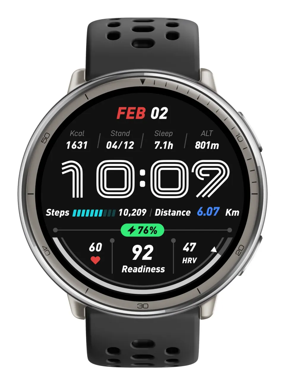 Amazfit Active 2 Round NFC/Silver/Elegant Band/Black Leather