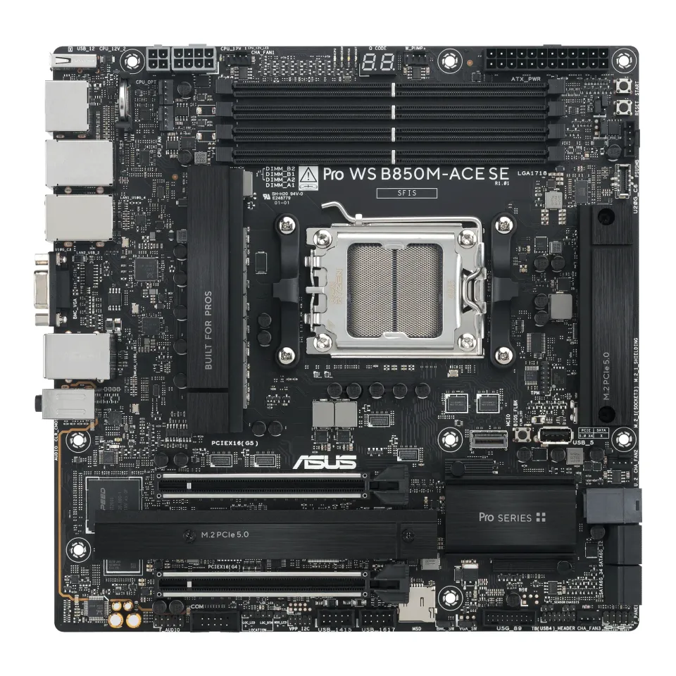 ASUS MB Sc AM5 Pro WS B850M-ACE SE, AMD B850, 4xDDR5, 1xHDMI, 1xDP, 1xVGA, mATX