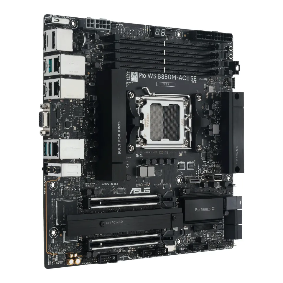ASUS MB Sc AM5 Pro WS B850M-ACE SE, AMD B850, 4xDDR5, 1xHDMI, 1xDP, 1xVGA, mATX