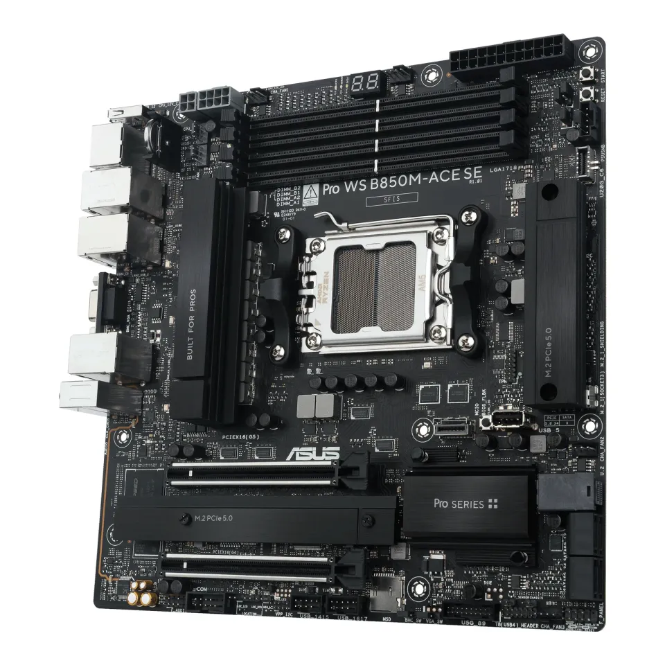 ASUS MB Sc AM5 Pro WS B850M-ACE SE, AMD B850, 4xDDR5, 1xHDMI, 1xDP, 1xVGA, mATX