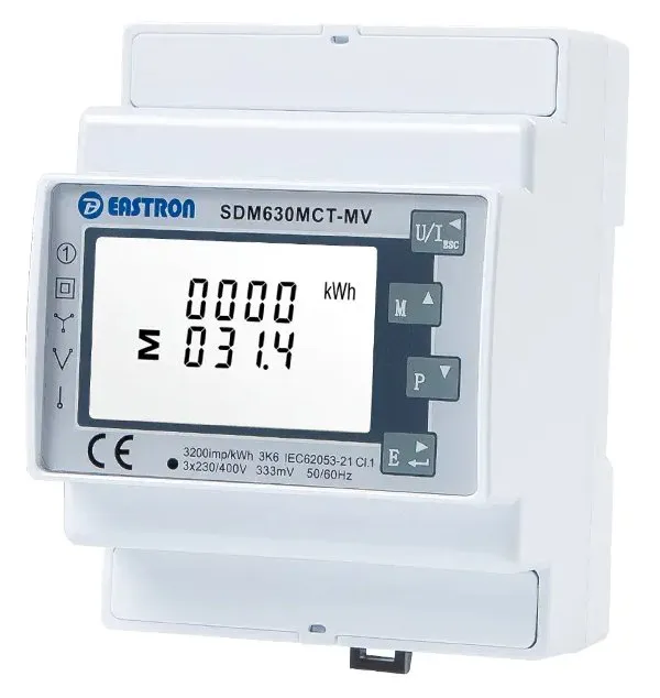 Eastron SDM630MCT-MV (NON-MID), 0,333mV vstup Modbus, RS485, třífázový, pulsní výstupy