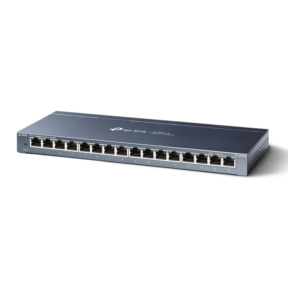 TP-LINK TL-SG116 GBit switch, 16x 10/100/1000Mbps 16port, steel case