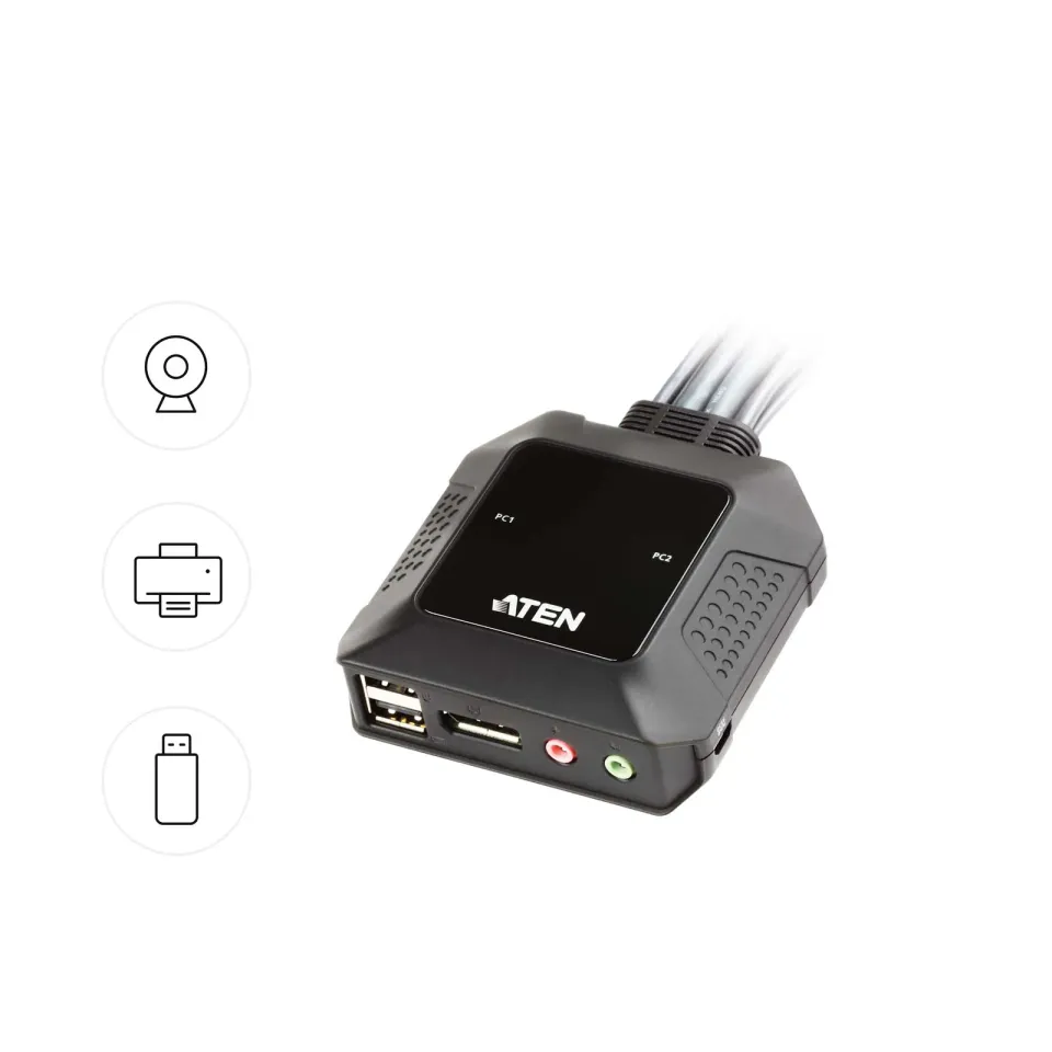 ATEN CS-22DP 2-portový USB DisplayPort KVM přepínač s voličem vzdáleného portu
