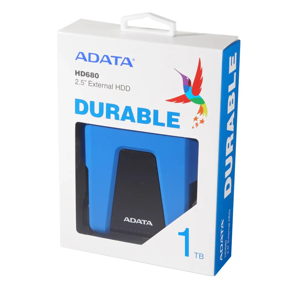 ADATA Externí HDD 1TB 2,5" USB 3.1 AHD680, modrý (gumový, nárazu odolný)