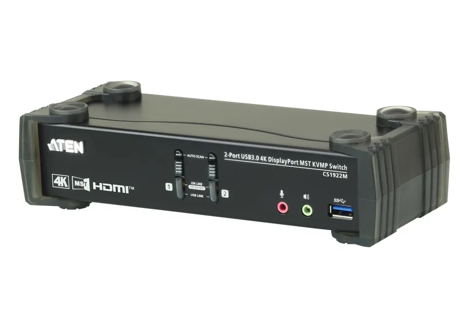 ATEN 2-Port USB3.0 4K DisplayPort KVMP Switch with Built-in MST Hub