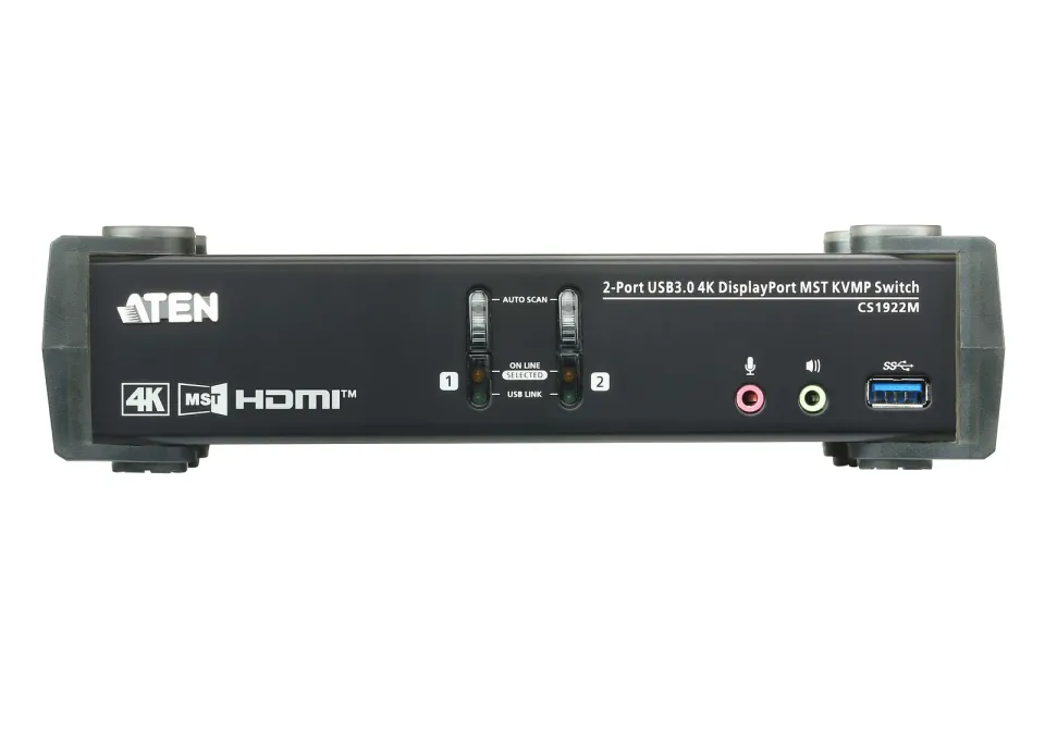 ATEN 2-Port USB3.0 4K DisplayPort KVMP Switch with Built-in MST Hub
